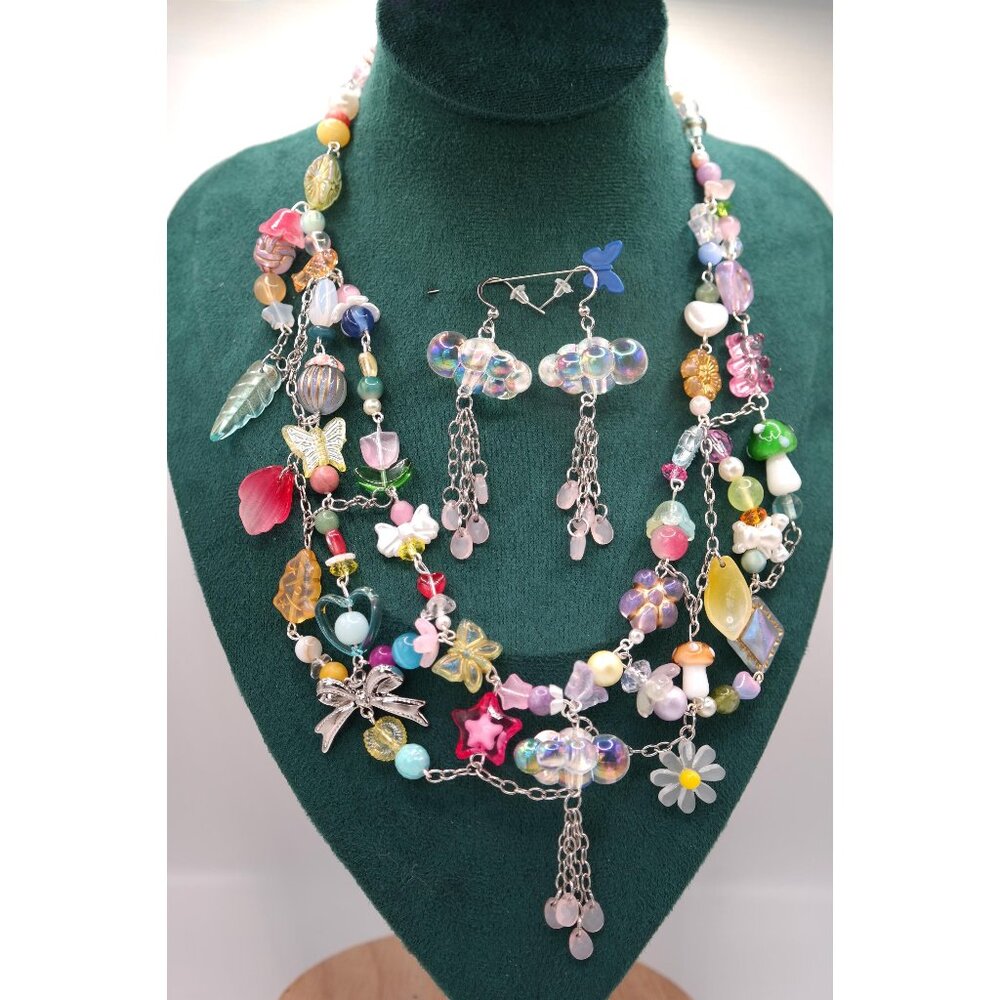 Silver April Showers Fairy Necklace & Earrings Set